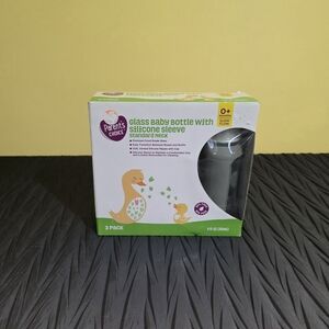 Parent's Choice Glass Baby Bottle Set with Green Silicone Sleeve